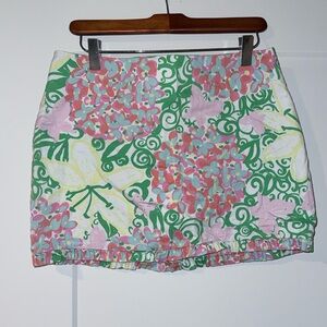 Lilly Pulitzer Pink, Green & White Floral Mini Skirt